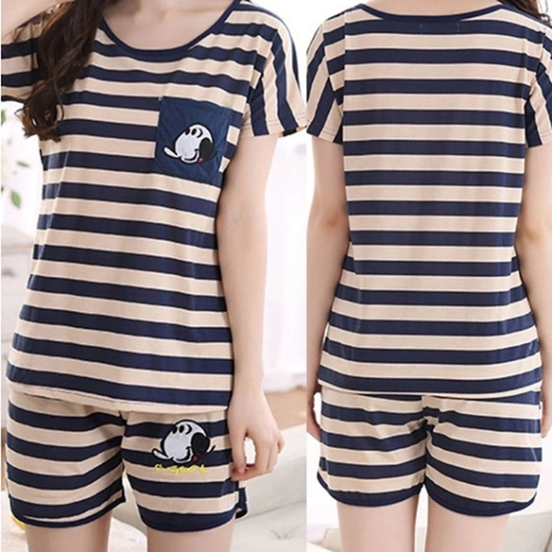 1 Set 2025 new Women Pamas Suits Lovely Home Suit Sleepwear Short Sleeve Pyjamas Comfortable Girl Spring And Summer Colthing