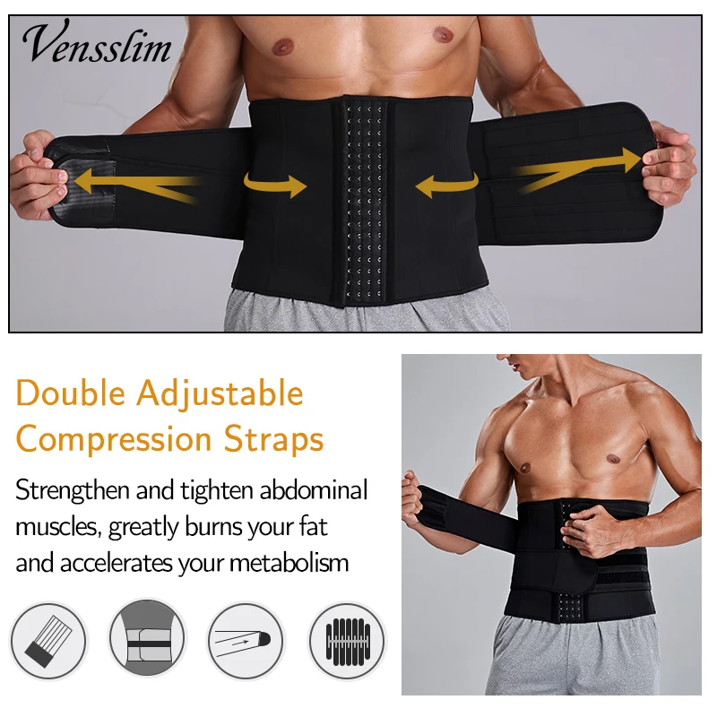 Waist Trainer for Men Sweat Belt Body Shaper Sauna Trimmer Stomach Wraps Workout Band Waste Cinchers Corset Belly with Strap