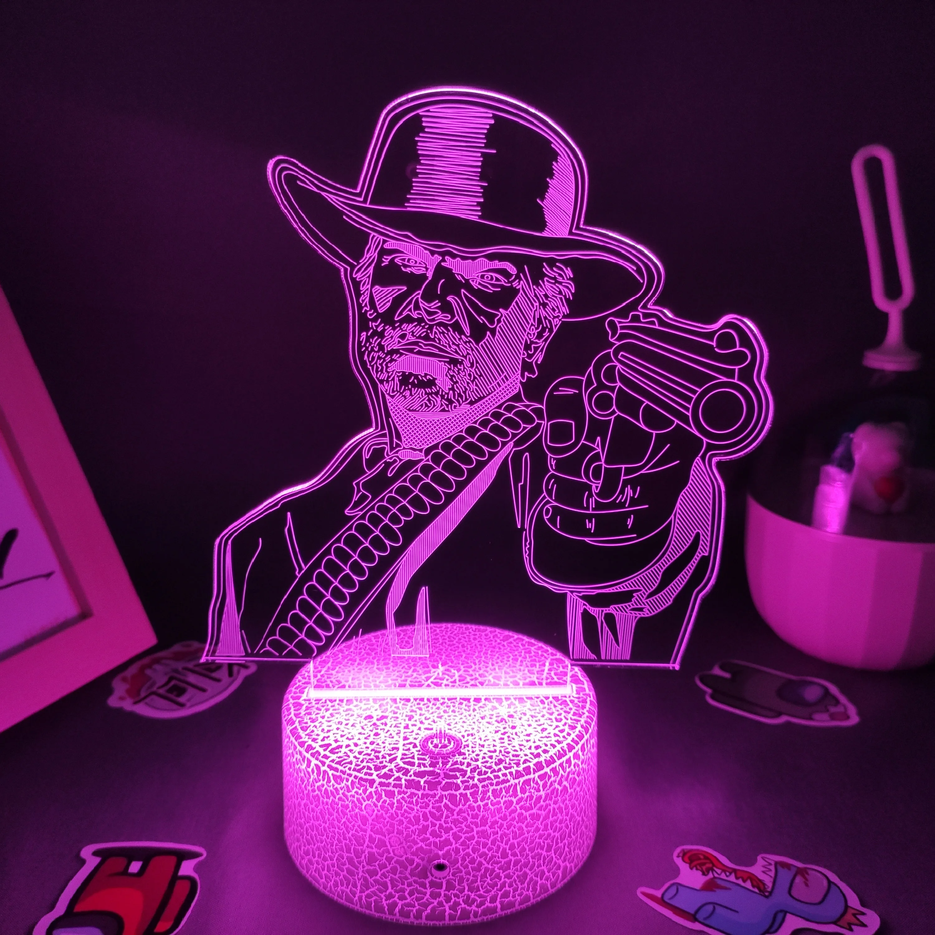 Red Dead Redemptions 2 Game Figure Arthur Morgan Lamp Led RGB Night Light Cool Gift Friend Gaming Room Table Colorful Decoration