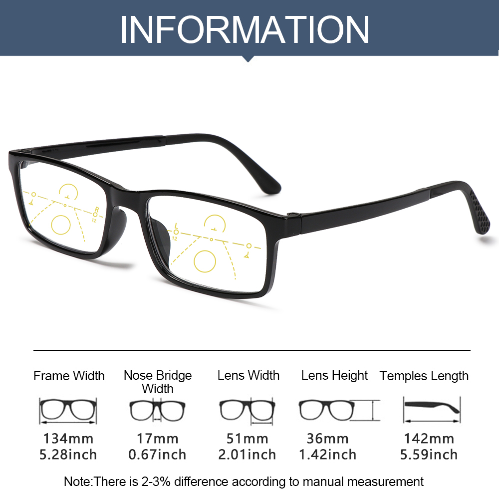 1PC Progressive Reading Glasses Men Women Multifocal Bifocal Anti Blue Light Magnifying Presbyopic EyeGlasses +1.0~+4.0