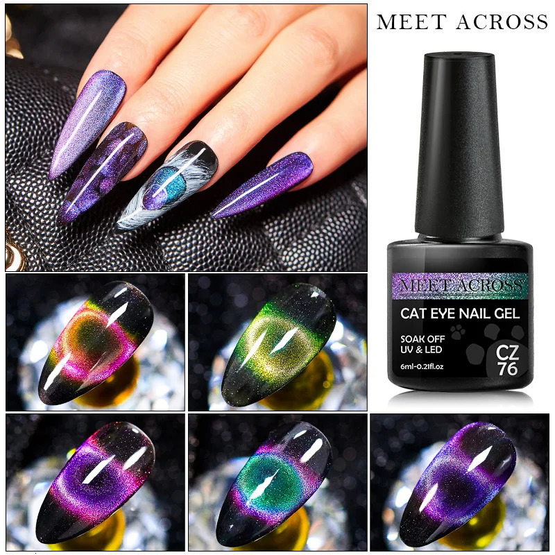 Cat Eyes Magnetic Nail Gel Polish Set With Magnetic Stick Spar Cat Starry Shining Chameleon Laser Cat Eye Hybrid Varnishes 240321