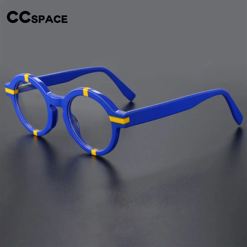R56500 New Style Retro Round Small Frame Acetate Reading Glasses+100~+300 Men's Women's Popular Spliced Color Presbyopic Glasses