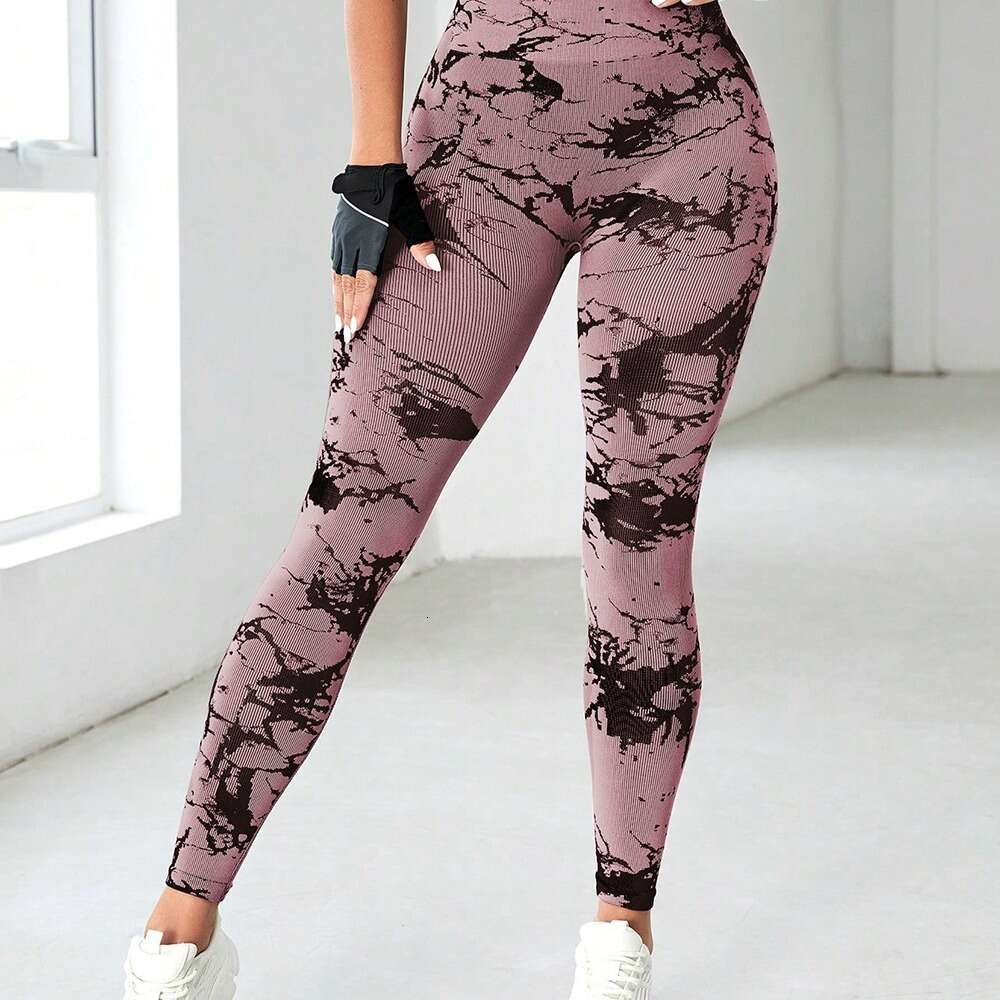 Yoga Seamless Knitted Tie Dye Style Yoga Tights Running Fiess Underpants