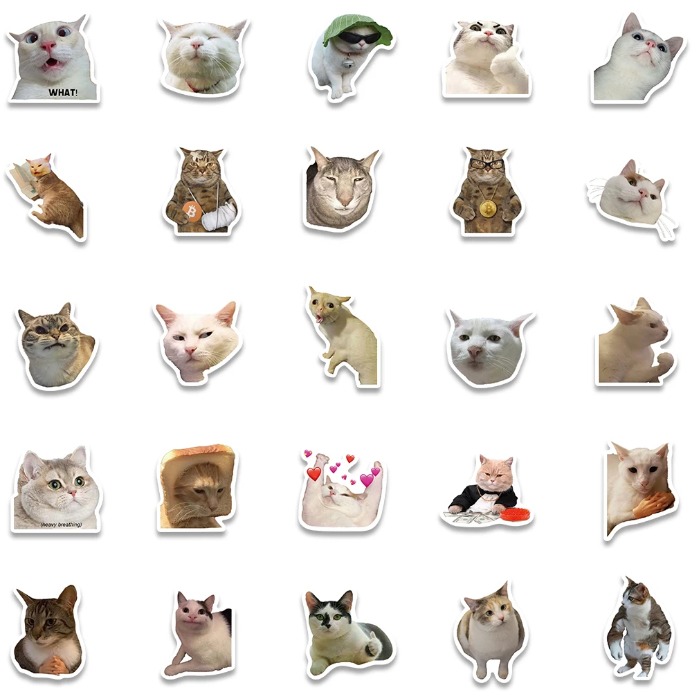 50pcs Cute Funny Cats Animal Stickers For Lage Laptop Guitar Phone Vinyl new Waterproof Graffiti 2025 Skateboard Car Decals