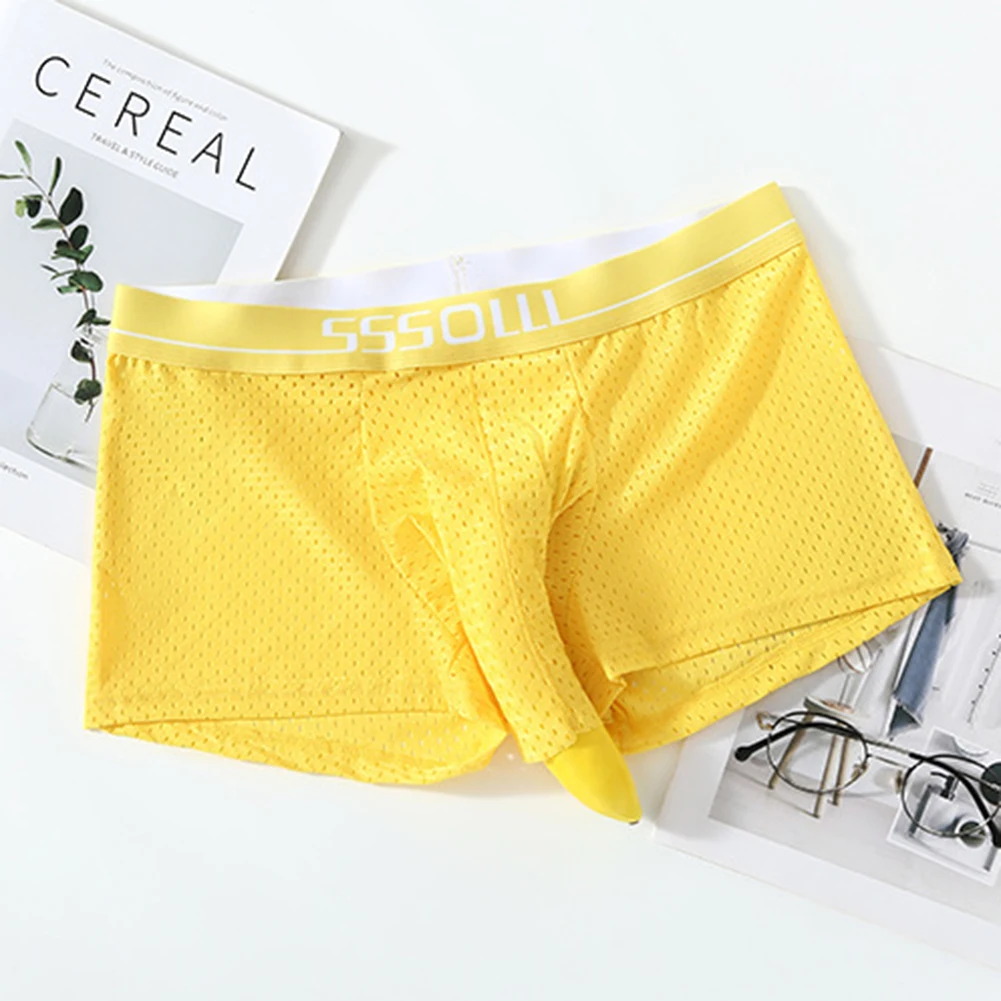 Men Breathable Mesh Boxers Shorts Elephant Nose Pouch Underwear Trunks JJ Sleeve Lingerie Stretch Loose Cool Boxer Panties