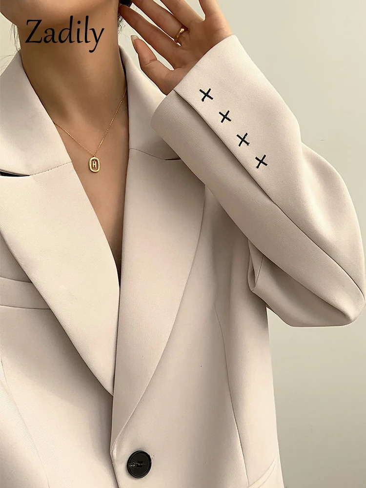 Zadily Autum Oversize Full Sleeve Long Women Blazer Office Lady Solid Work Suit Blazers Work Female Clothing Jackets Coat 240325