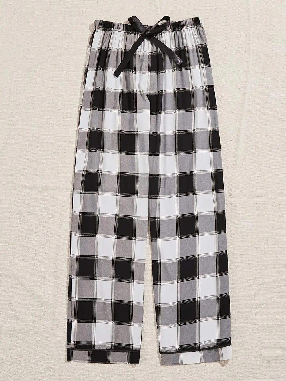 Plaid Long Pajama Pants Elastic Waist Drawstring Wide Leg Nightwear Trousers Like Leisure Homewear Britches Loungewear