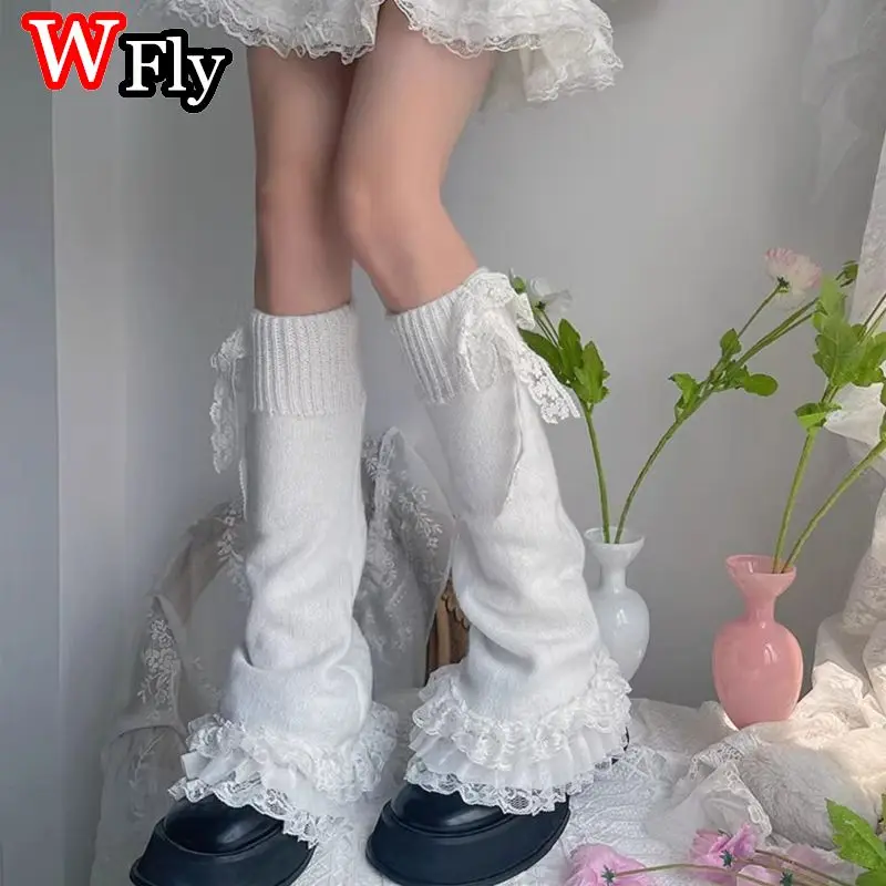 Gothic Harajuku multilayer lace horn hosiery niche Lolita Millennium Y2K Spice Girl pile pile socks Leg Warmer