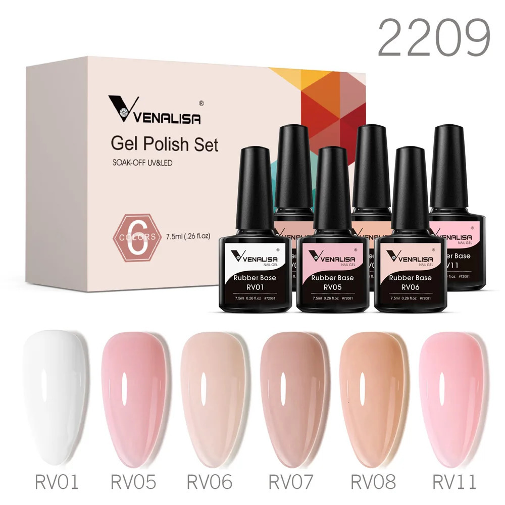 6pcs Venalisa Construction Gel Kit Jelly Color Reinforce Natural Nail Varnish Rubber Base Color Series Nude Collection 240321