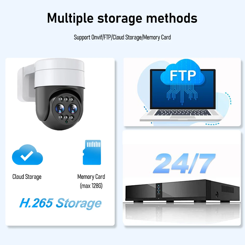 8MP Binocular Wifi Survalance Camera 2K FHD Outdoor Dual Lens 8x Zoom IP Cam Auto Tracking CCTV Work with NVR Support FTP CamHi