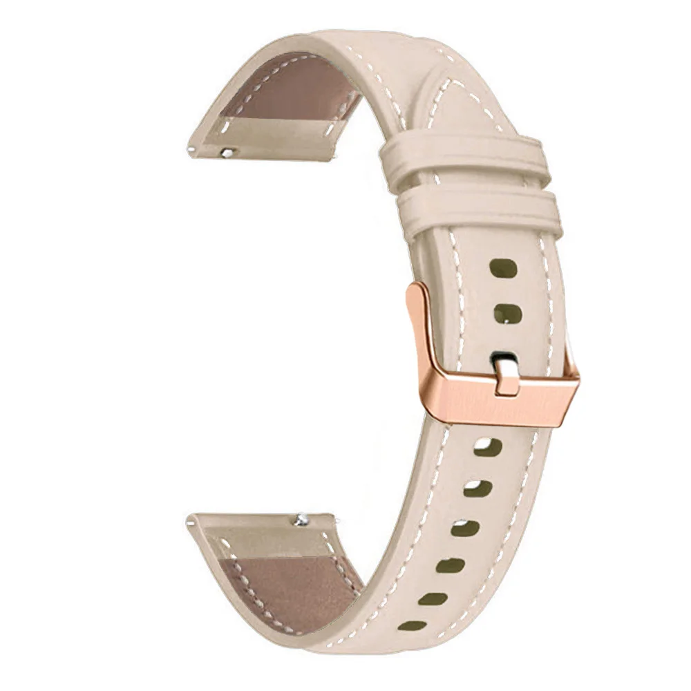Vivoactive 4S 3S Leather Smart Watch Strap For Garmin Venu 2S/Rey/Forerunner 265S 255S Wristbands Rose Gold Buckle 18mm Bracelet