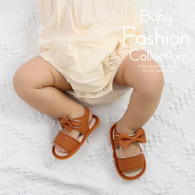 2025 Baby Shoes Summer Baby Boy Girl Shoes Toddler Flats Sandals Soft Rubber new Sole Anti-Slip Bowknot Crib First Walker Shoes