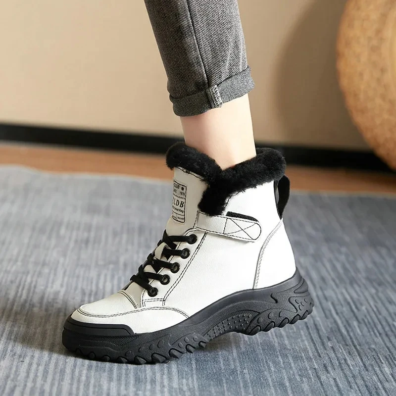 Winter Platform Shoes for Women Designer Luxury Sneakers Girls Plush Sports Shoes Flats Snow Fur Ankle Boots Tennis Female