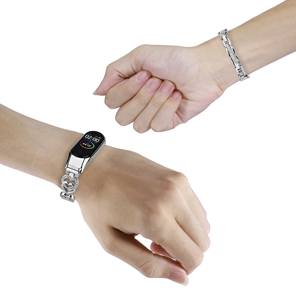 Thin Metal Strap for Xiaomi 2025 Mi Band 5 Wristband Women Bling new Bracelet Slim Watchband for Mi Band 7/6 Smartwatch Easy Adjustable