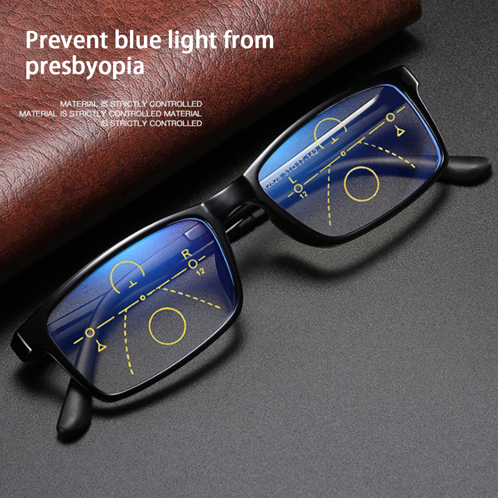 1PC Progressive Reading Glasses Men Women Multifocal Bifocal Anti Blue Light Magnifying Presbyopic EyeGlasses +1.0~+4.0