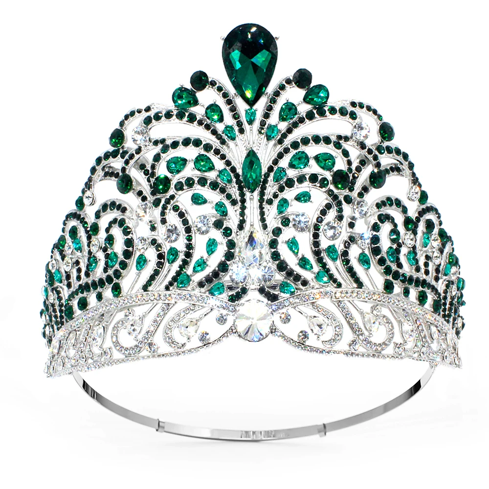 Miss Universe Force for Good Crown Shining Rhinestone Tiara Full Circle Large Crown Adjustable Bridal Wedding Party Big Crowns