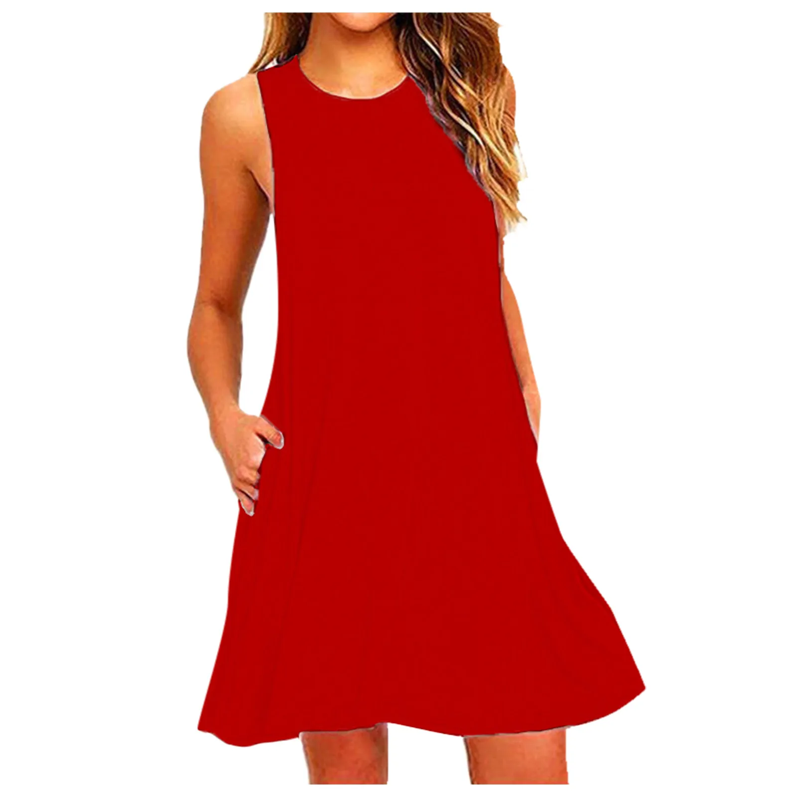 2023 Women's new 2025 Summer Casual Swing Blouse Dresses Beach Cover Up With Pockets Loose Blouse Dress