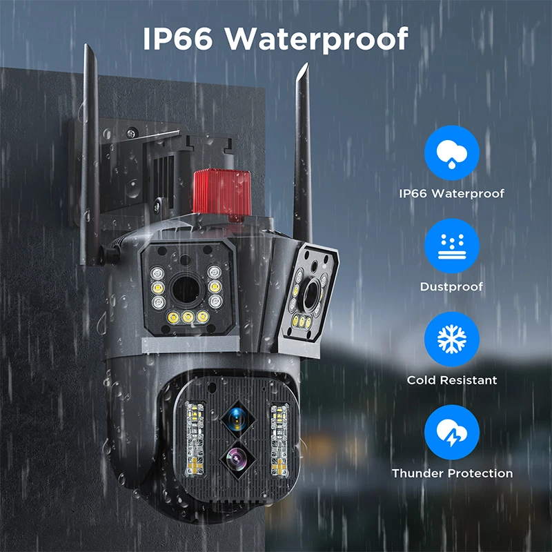 8K 16MP Wifi IP Camera Outdoor Four Lens Three Screen 10x Hybrid Zoom 4K CCTV Video Security Surveillance PTZ Camera