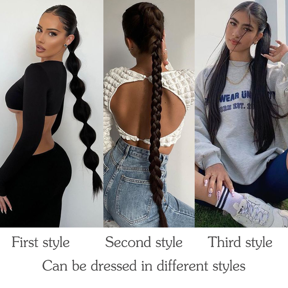 MERISIHAIR Ponytail Extensions Synthetic Boxing Braids Ponytail Hair Rope For Women High Temperature Fiber Black Brown Ponytail c9e26