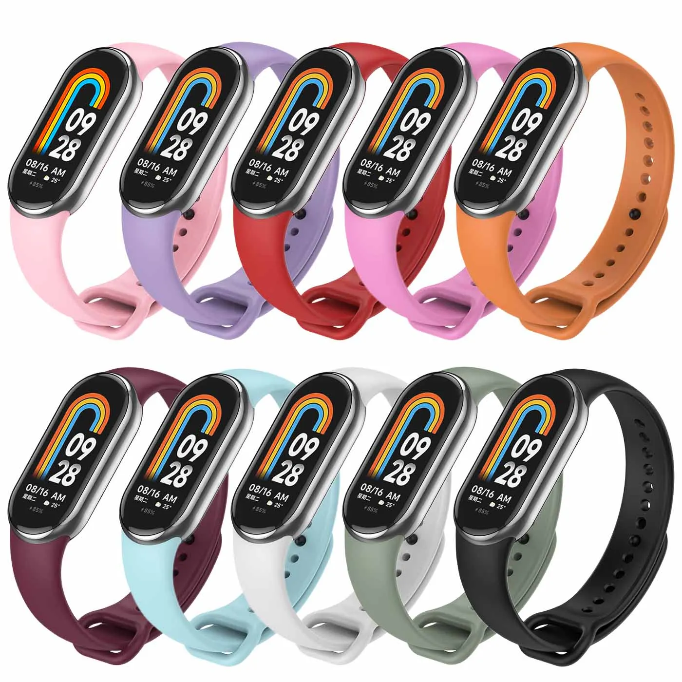 10 Pcs/Pack Strap for mi Band 8 Silicone Bracelet for XiaoMi Band Xiomi Xiami Wrist Strap Man Women