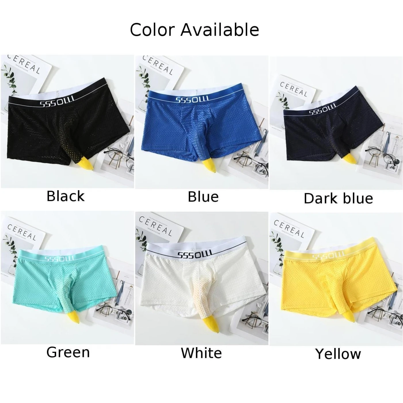Men Breathable Mesh Boxers Shorts Elephant Nose Pouch Underwear Trunks JJ Sleeve Lingerie Stretch Loose Cool Boxer Panties