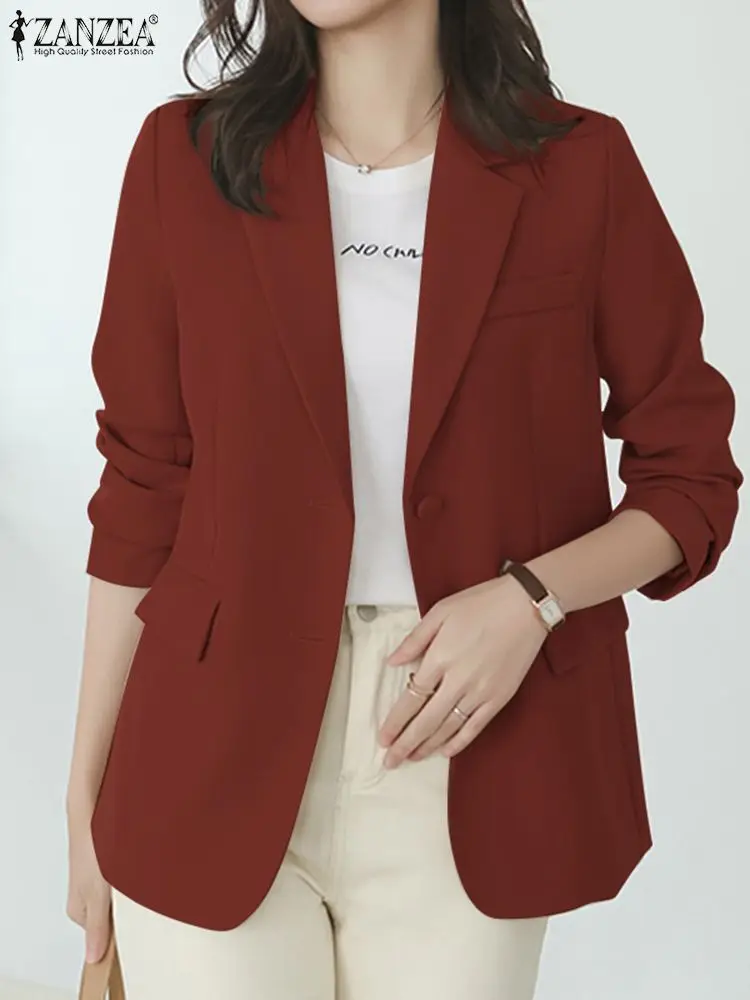 2023 Spring Women's new Blazer Suits Casual Solid Single 2025 Breaste Coat Jacket ZANZEA Stylish Female Chic Outwear Long Sleeved Tops