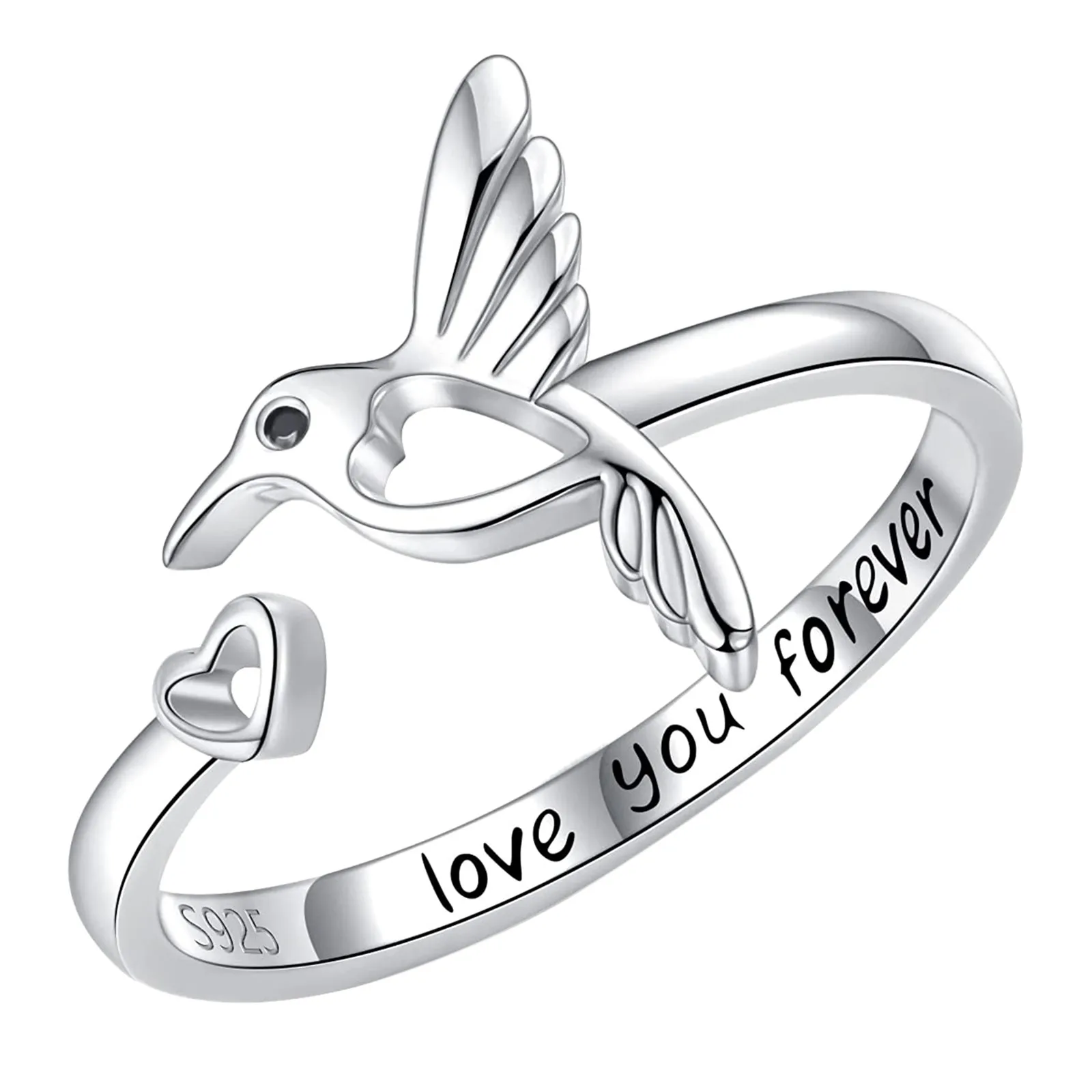 Hummingbird Heart Rings Opening Adjustable Exquisite Women's Versatile new 2025 Heart Love You Ring Jewelry Accessories Female 2023