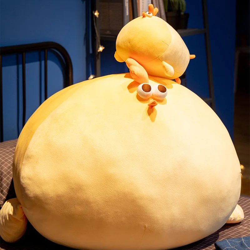 Squishy Yellow Chick Doll Stuffed Fatty Soft Chicken Animal Plush Toy Elastic Pillow Cuddly Baby Toy Comforting Birthday Gift