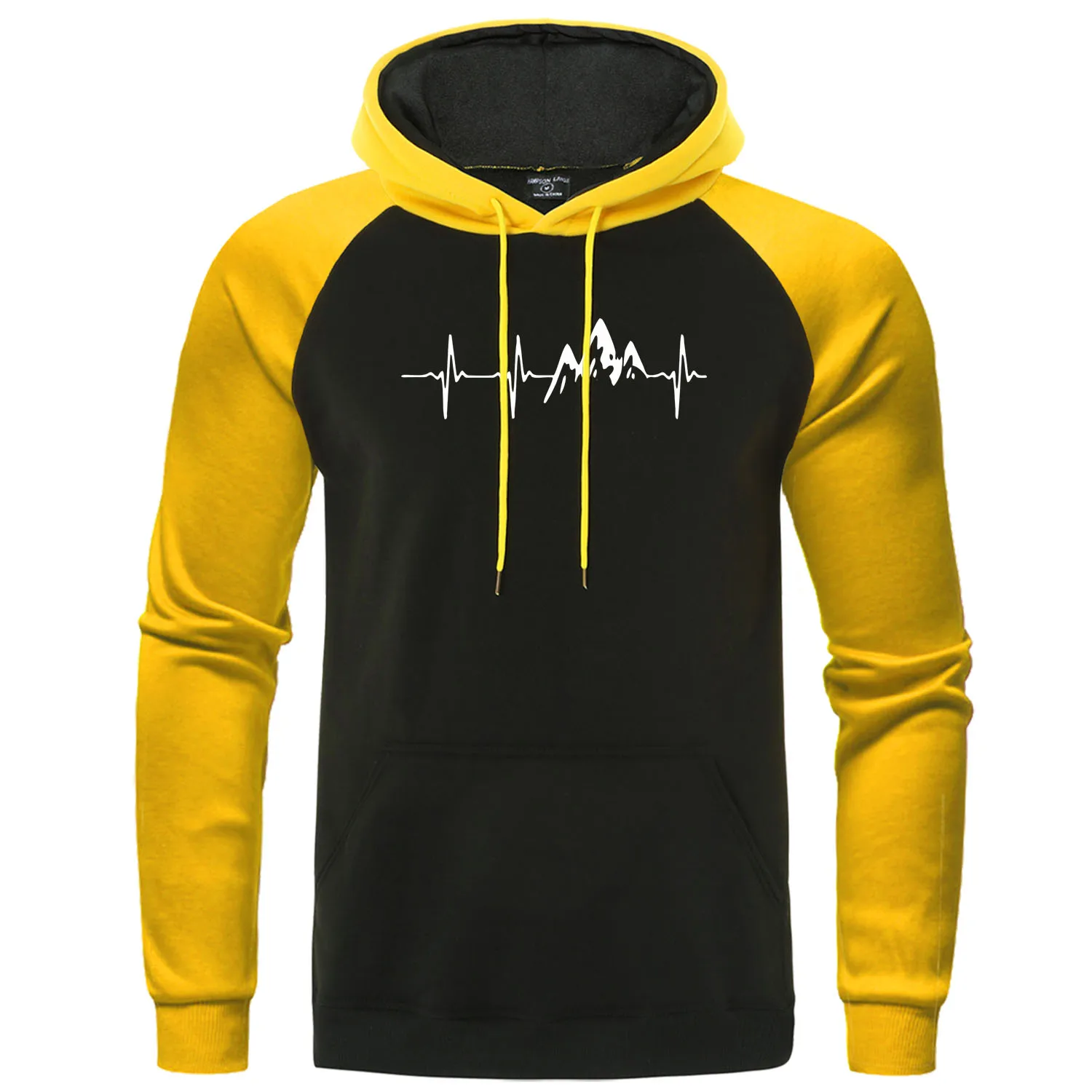 Mountain Ecg Men's Hoodies Funny Hip Hop Sweatshirts Casual Street Clothing Loose Oversized Raglan sleeve Pullover Soft Hooded