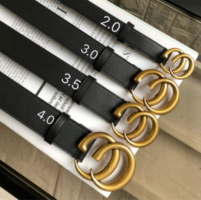 Designer Belt Luxury Womens Mens Belts Fashion Classical Bronze BiG Smooth Buckle Real Leather Strap 2.0cm 3.0cm 3.4cm 3.8cm Black Color