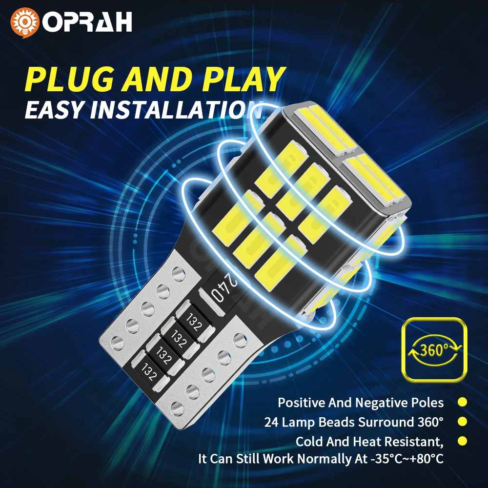 2PCS CANBUS T10 2025 W10W W5W Car Reversing Light new 4014 Super Bright 1200LM Car taillight stop light signal spare light bulb 12v
