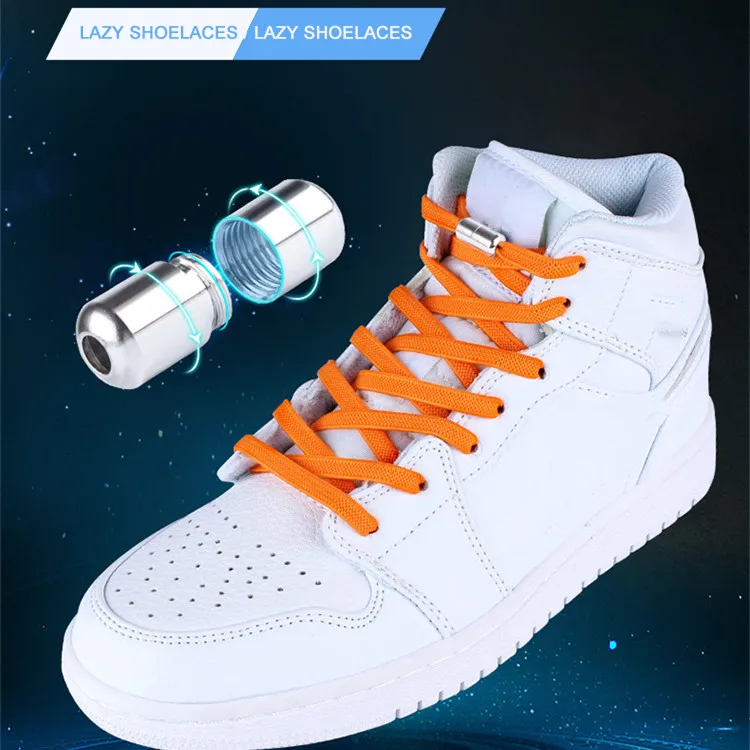 1 Pair Lazy No Tie Shoelace Children Metal Buckle 2025 High Elastic new Shoelace Various Colors Adult Outdoor Practical Simple Shoelace