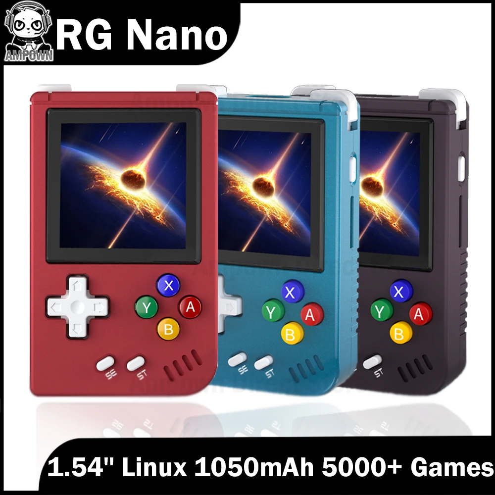 Anbernic RG Nano RGNano 1.54'' IPS Linux System 1050mAh Portable Video Game Console Retro Mini Handheld Game Players 5000+ Games