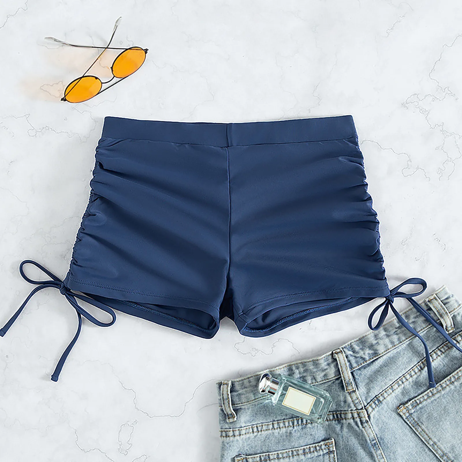 Summer Swimwear Bottoms Women Brazilian Bikini Bottom Side String Tie new Thong Bathing Pants Swimsuit High Waist 2025 Ruched Swim shorts