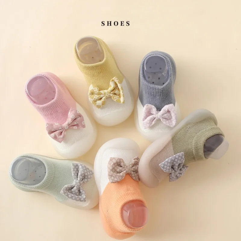 Newborn Baby new Shoes Infant Cute Pink Bow Kids Shoes Soft Rubber 2025 Sole Child Floor Sneaker BeBe Booties Toddler Girls First Walker