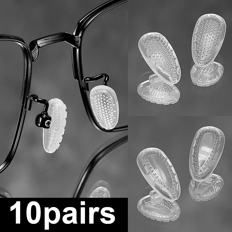 20/10pcs 2025 new Air Bag Oval Nose Pads Anti-slip Silicone Transparent Nose Pad Universal Screw-in Support Nosepad Eyewear Accessories