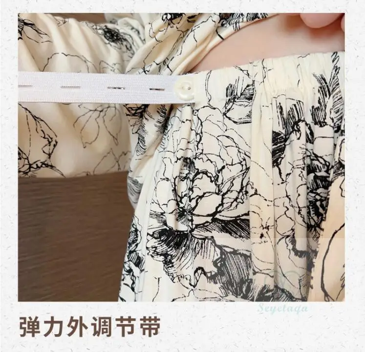 new Print Modal Maternity Nursing Sleepwear 2025 Sets Across V neck Feeding Pamas for Pregnant Women Pregnancy Home Hospital Night Wear