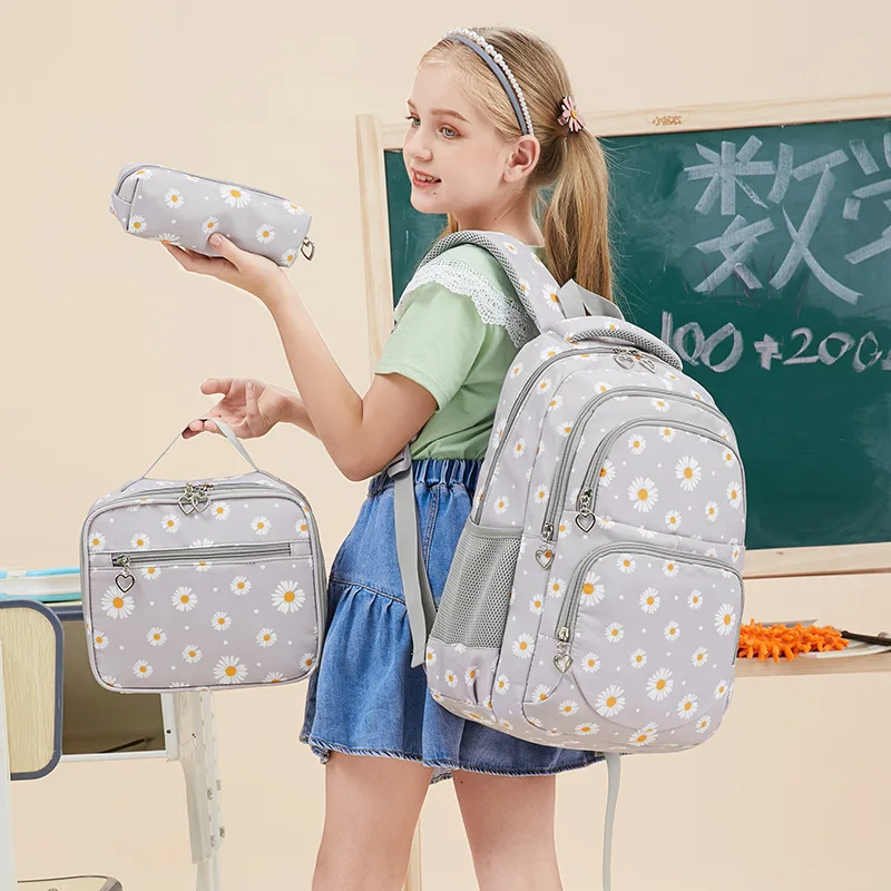 3 2025 Pcs Set Children's new Backpacks Cute Student School Bag for Girls Waterproof School bags With Lunch bag Pencil Case