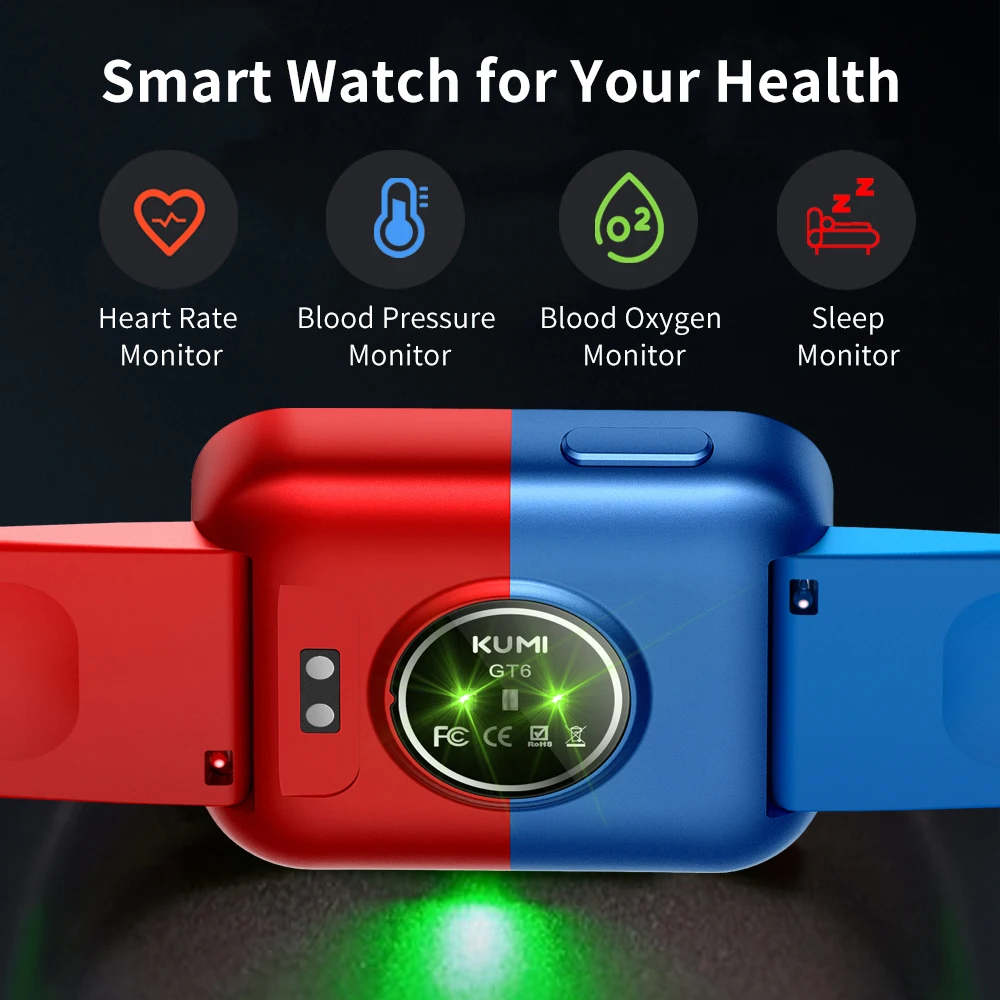 World Premiere KUMI GT6 new Two-color Smart Watch 1.72" Sport Heart Rate 2025 Smart Watches for Men Women Support Tuya IP68 Waterproof