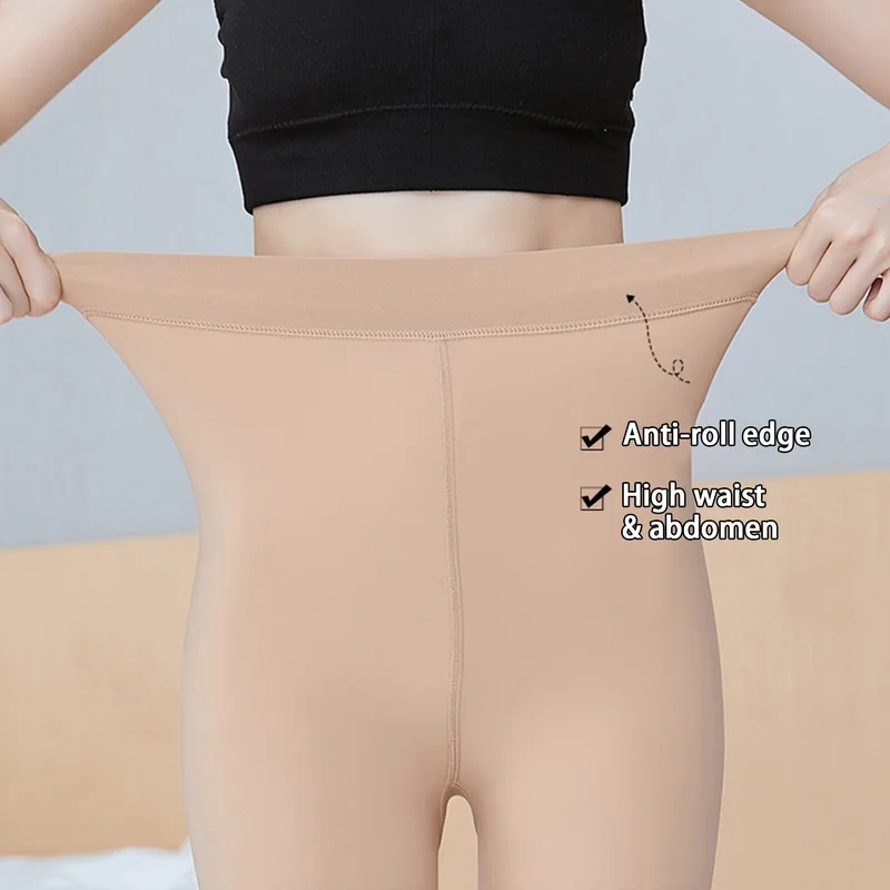 Winter Fleece Lined Tights Women Nude Thermal Pantyhose Warm Panty Polar Skin Black Effect Stockings Slimming High Waist Legging