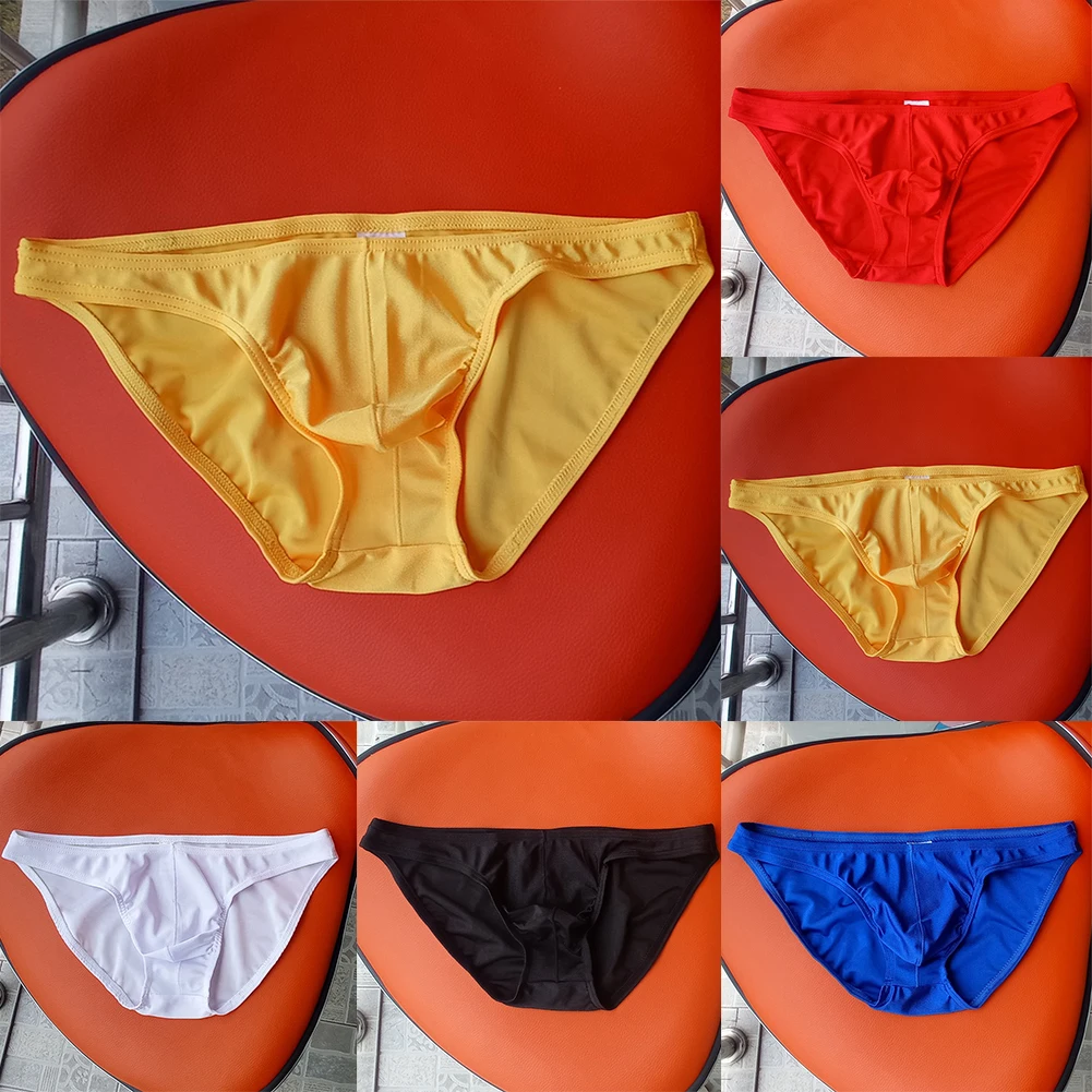 Sexy Men Briefs Casul U Convex Underpants Ultra-thin Bikini Underwear Low Waist Ice 2025 Silk Panties new Calzoncillos High Quality
