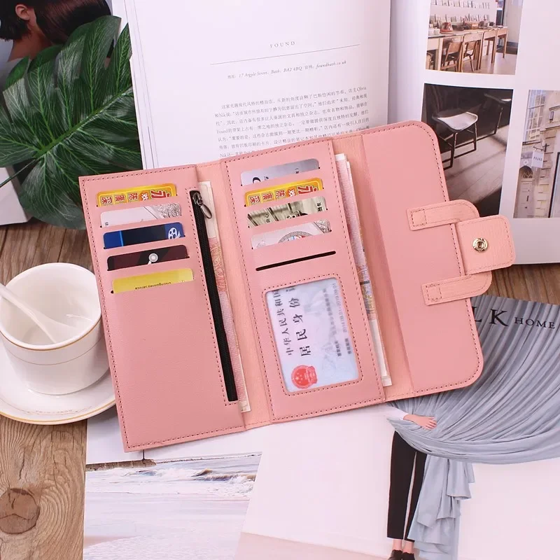 Hot Triple Fold Flip Cover Ladies Leather Wallet Women Long Flap High-end Luxury Long Multifunctional Buckle Leather Wallet