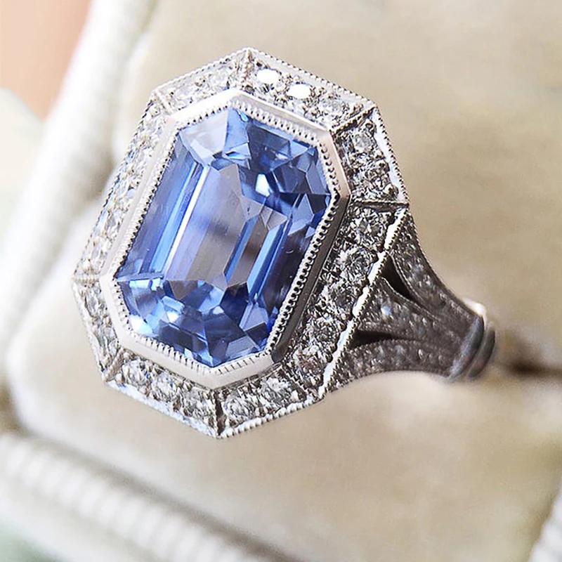 Huitan new Temperament Elegant Blue CZ Rings for Lady Wedding Bands Rings Sparkling Anniversary Gift 2025 Statement Jewelry 2023