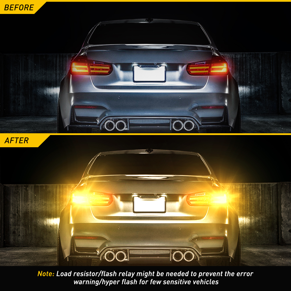 AUXITO 2x T20 LED 7440 WY21W W21W Led Light Bulbs 7443 W21/5W 3156 3157 Led T25 Super Bright Yellow Car Turn Signal Light 12V