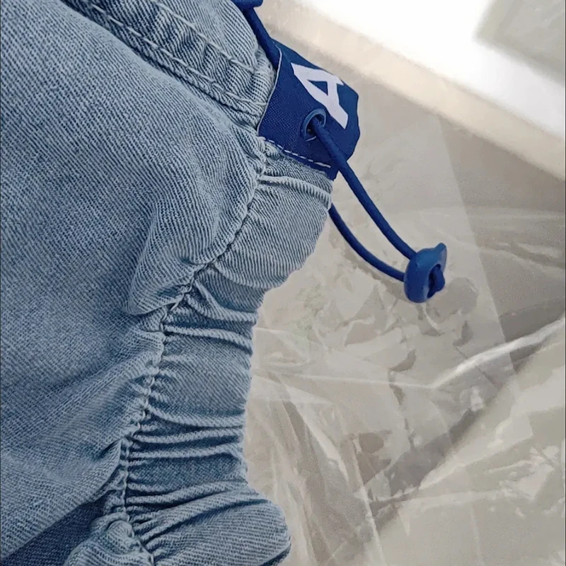 Light 2025 Blue Thin High Waist Harem Pants Spring Summer new Drawstring Loose Ankle-length Denim Trousers Simple Streetwear Women Pants