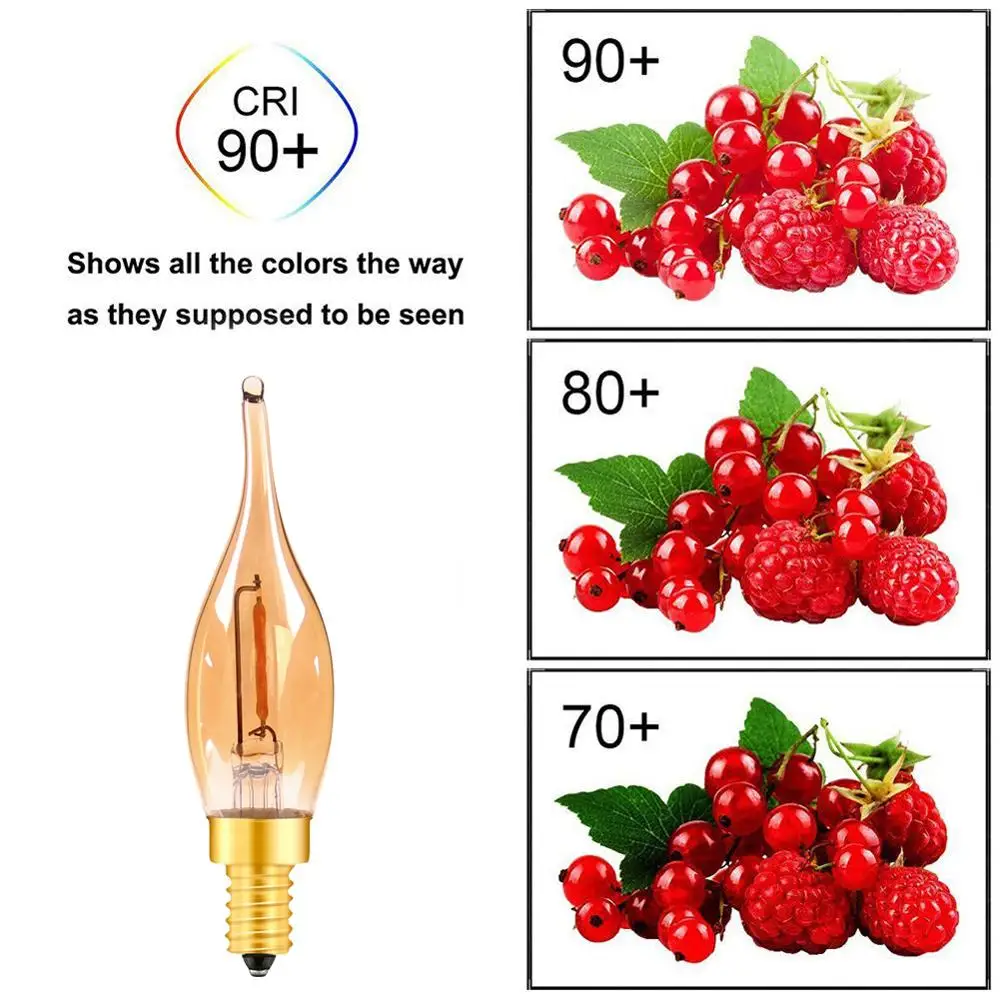 Dimmable C22 LED Filament Bulb E14 0.5W Amber Decorative Night Light Candle Light Ampoule Candelabra Chandelier Replacement Bulb
