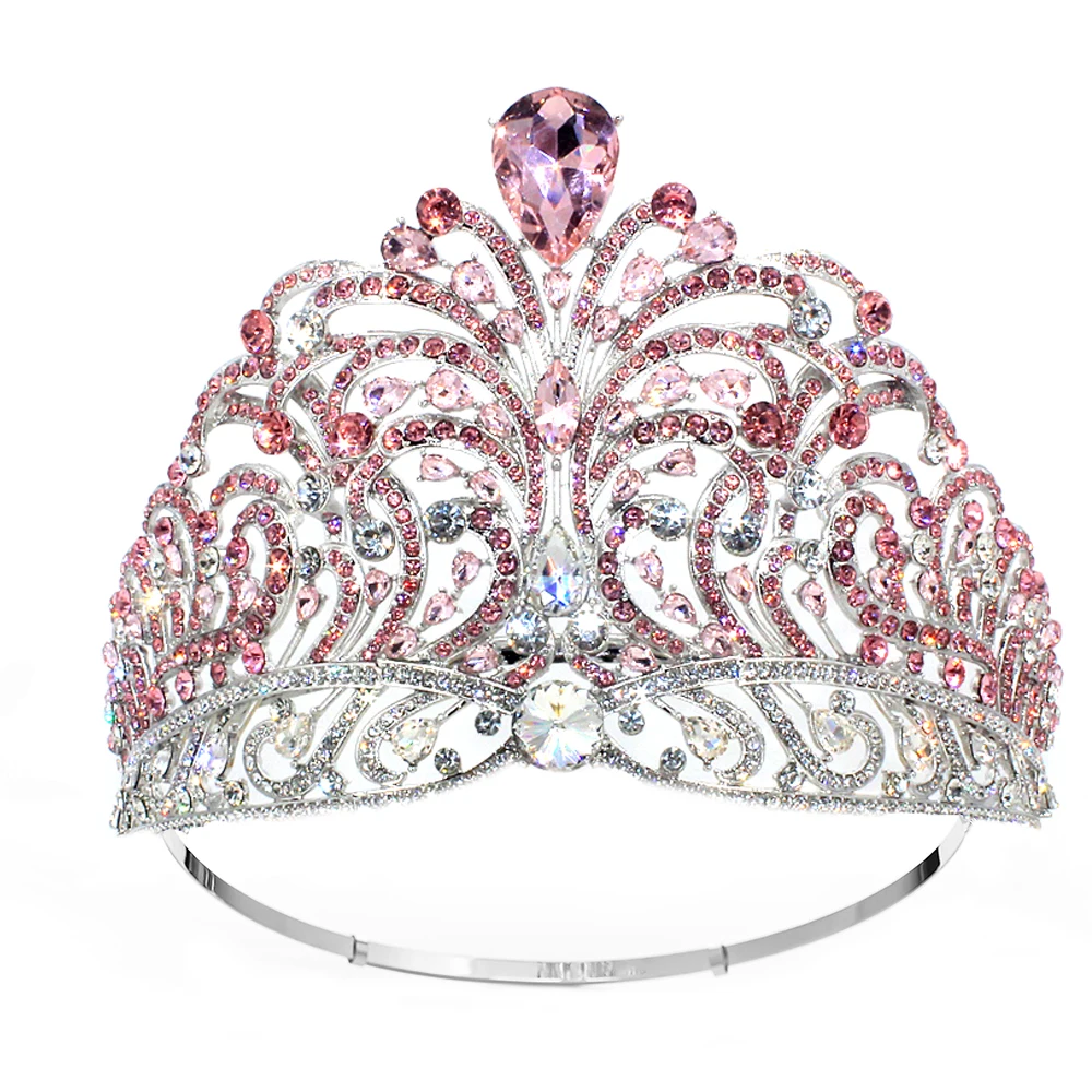 Miss Universe Force for Good Crown Shining Rhinestone Tiara Full Circle Large Crown Adjustable Bridal Wedding Party Big Crowns