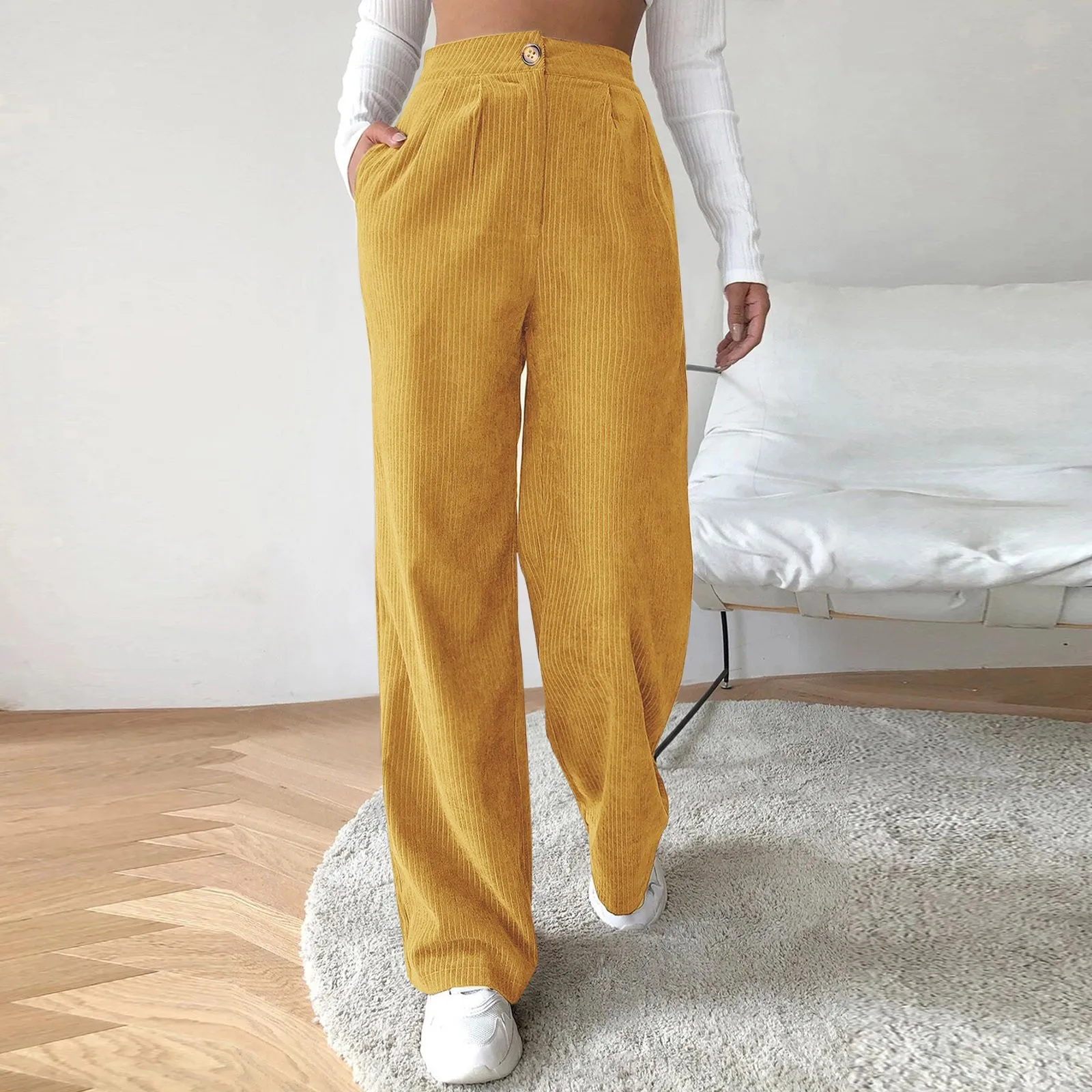 High new Waist Cord Wide Leg Pants Straight Pants For Women Plus Size Big Size Corduroy Pants Women Sweatpants 2025 Pantalones De Mujer