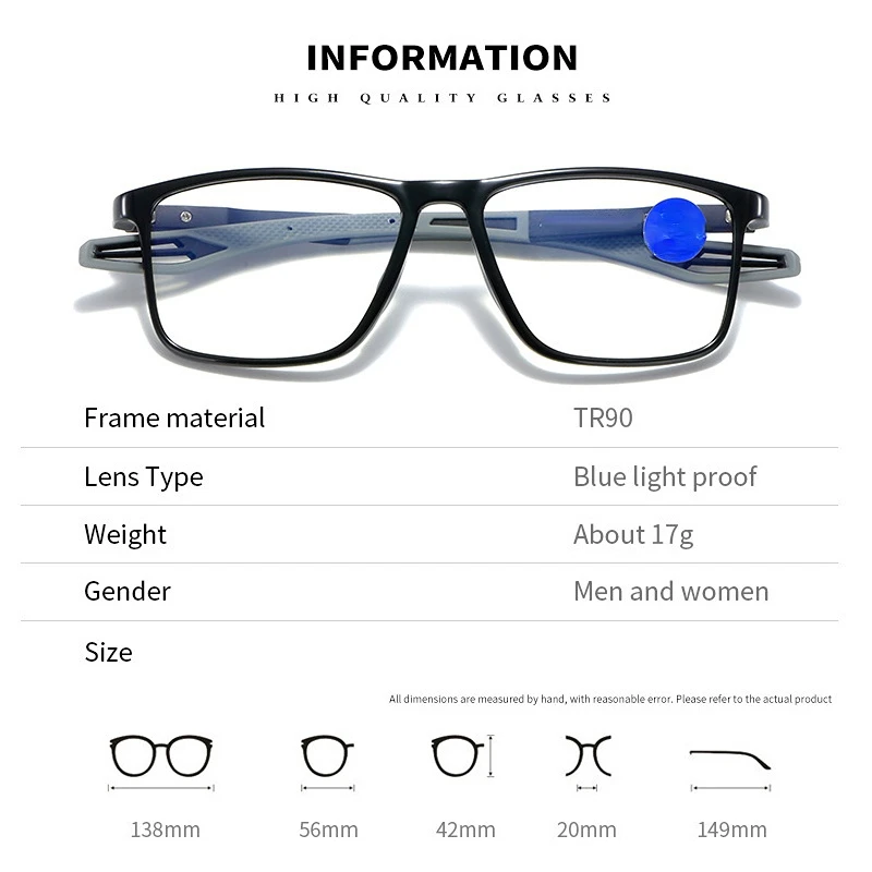 Anti-blue Light Myopia Eyeglasses Ultralight TR90 Sport Short Sight Eyeglasses Men Near Sight Optical Eyewear Diopters 0 To -6.0
