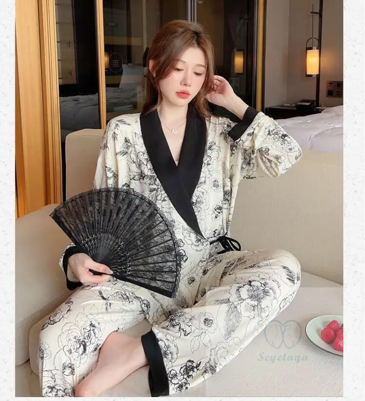 new Print Modal Maternity Nursing Sleepwear 2025 Sets Across V neck Feeding Pamas for Pregnant Women Pregnancy Home Hospital Night Wear